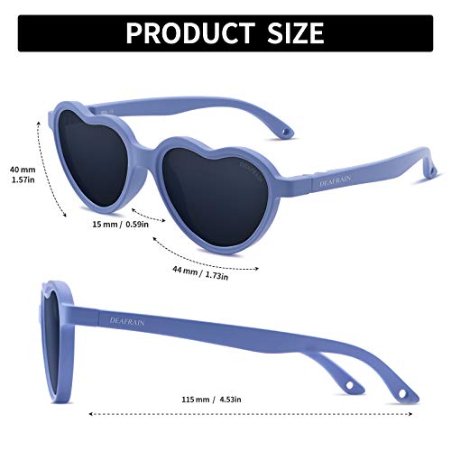 DEAFRAIN Baby Heart Sunglasses with Strap Adjustable Toddler for Age 0-4 UV Protection2
