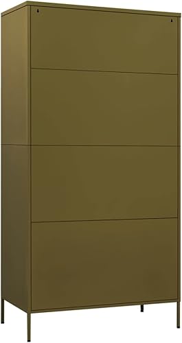 Miniatura 4 de Bopdu Armario de acero para dormitorio, organizador de almacenamiento de ropa con 4 estantes, 31.5 x 19.7 x 70.9 pulgadas para colgar ropa, verde