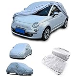 for Fiat 500 Abarth 595 2010-2022 Custom-Fit All Weather Waterproof Automobiles Indoor Outdoor Snow Rain Dust Hail Protection Full Auto Vehicle Can Long-Term Use Exterior Car Cover (Silver, Style A)
