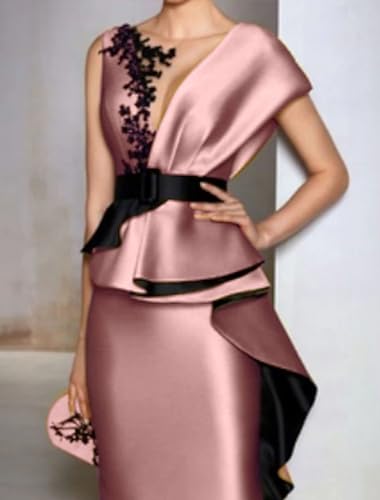 Sheath/Column Wedding Guest Dress Formal Evening Gown Floor Length V Neck Short Sleeve Embroidery Appliques 20244