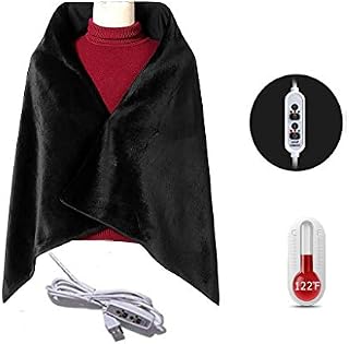 Z-YQL USB Heated Shawl Heated Blanket Plush Flannel Blanket with 3-Setting Heat Controller