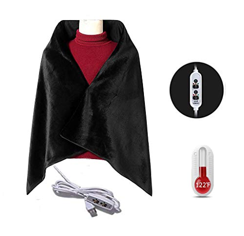 Z-YQL USB Heated Shawl Heated Blanket Plush Flannel Blanket with 3-Setting Heat Controller