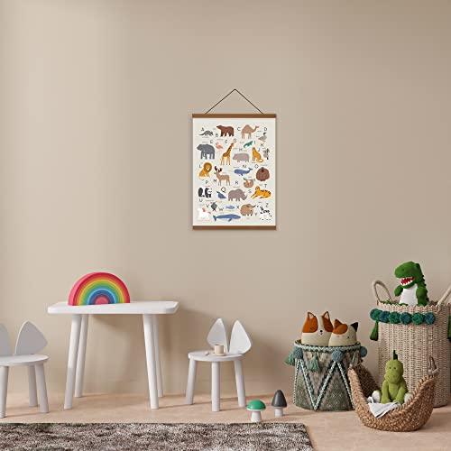Lenny's World Animal Alphabet Poster On Linen Canvas With Teak Wooden Poster Hanger (Abc Animals) Durable Ready To Hang Learning Poster For Babies And Kids #TOP2