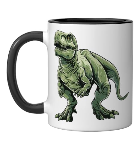 Taza de cerámica con diseño de T Rex dinosaurio miniatura 1