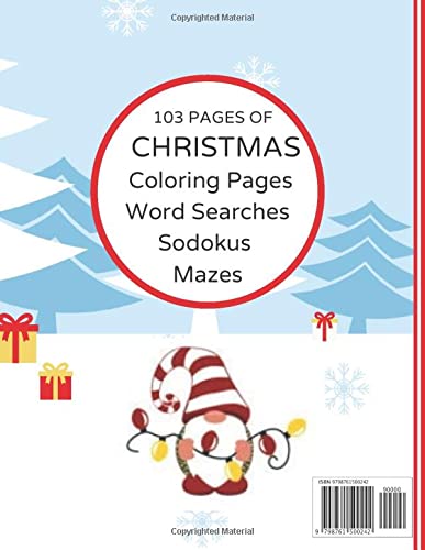 Waiting For Santa Children's Activity Book: 103 Pages of Christmas: Coloring Pages, Word Searches, Sudokus, Mazes. Perfect Gift for Kids ages 4-12. ... motor skills in a fun way! LOVE the Gnome! image 3