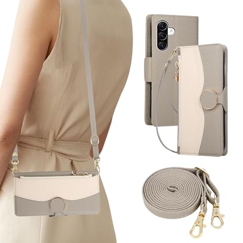 BEENTRYS Funda Cartera para Vivo Y15A 4G / Y15S 4G / Y10 4G / Y01 Funda,Tipo Libro de Cuero PU Cremallera y Tarjetero Ranuras Tarjetas Soporte Nujer Niña Magnético Antigolpes Carcasa-Gris