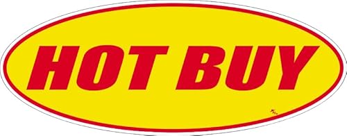 Red & Yellow Vinyl Oval Slogan Stickers - 12-Pack for Car Dealer Windshield Advertising, Perfect for Used/New Car Truck RV Lots Oval Slogan- Hot Buy -Stickers