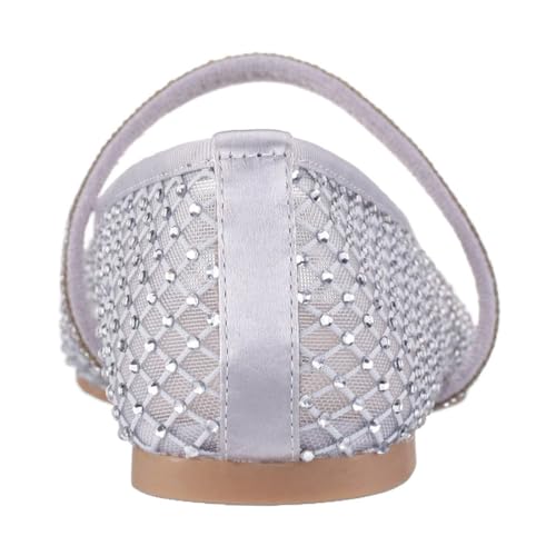 miss left Women Studded Rhinestone Single Strap Fine Mesh Mary Jane Flats Round Toe Comfortable Party Daily Dress Shoes Size 4-16 US3