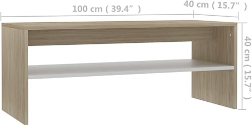 Miniatura 7 de vidaXL Coffee Table with Shelf - Elegantly Designed Living Room Centerpiece - Constructed from Engineered Wood - Multifunctional White and Sonoma