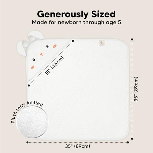 Image of KeaBabies Hooded Baby Towel for Newborn, Baby Bath Towels (Bunny, 35x35) | Viscose Derived from Bamboo, Large Baby Towels with Hood, Boys, Girls, Toddler, Soft Absorbent Baby Bath Essentials