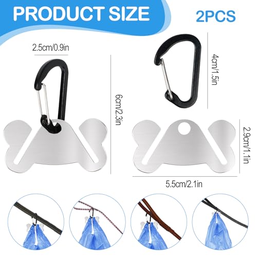 Abfallsackträger aus Metall, 2 Stuck Freihändiger Halter für Hundekotbeutel, Hundekotbeutelhalter, Freihändiger Kotbeutelhalter Clip, Abfallbeutelhalter für Leinenspender Zubehör (Schwarz)