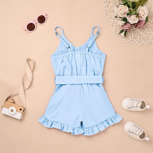 Toddler Girl Clothes Baby Adjusatble Strap Sleeveless One-Piece Romper Ruffle Summer Pocket Jumpsuit 6 months to 5T3