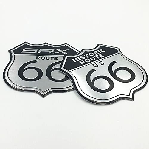 fogman エンブレム ルート66 ステッカー 車 バイク アルミ製 レトロ デカール Route66 グッズ 2個セット - fogman - 商品画像