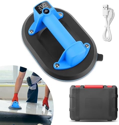 Electric Vacuum Suction Cup Lifter for Glass Tiles with 520LBS Load Capacity, 9.8