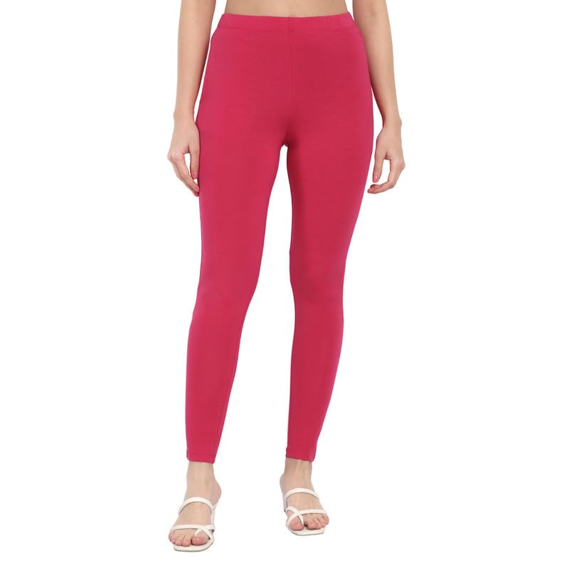 Image of ONE SKY Women Full Length Leggings | Cotton Modal Spandex Blend | High Waist Stretchable & Bio-Washed Fabric | Colour-Lock Technology | Comfortable Leggings for Women