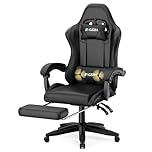 Racingreat Gaming Chair with Massage & Footrest | High-Back Ergonomic Chair | Adjustable Lumbar Support & Headrest for Office & Home (Black)