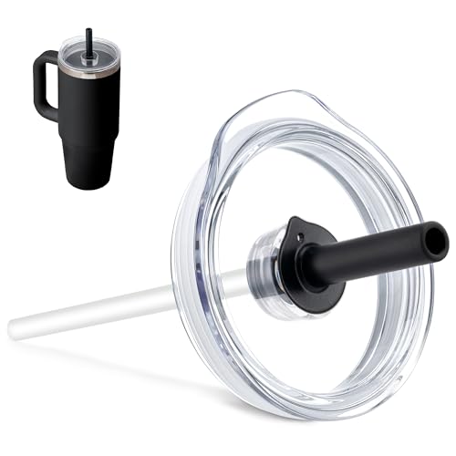 Bluwing Press-In Tumbler Lid for Hydro Flask 32 40oz Travel Tumblers, Replacement Tumbler Lid with Straw for Hydro Flask 32oz 40oz All Around Tumblers(Black)