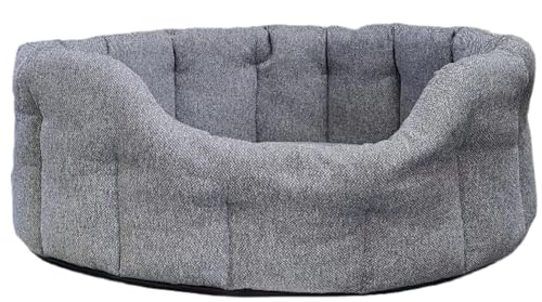 Image of P&L Country Dog Beds Premium Orkney Tweed Oval Dog Beds, 4 colour and 4 sizes (Gray, Intermediate)