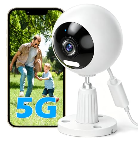 GUOANVISION 5G 3MP Telecamera di Sicurezza Esterna/Interna, Telecamera di Sorveglianza Esterna WLAN per Interni/Esterni, Babyphone con App, Telecamera per Cani, IP66 Impermeabile, Audio a 2 Vie, Zoom