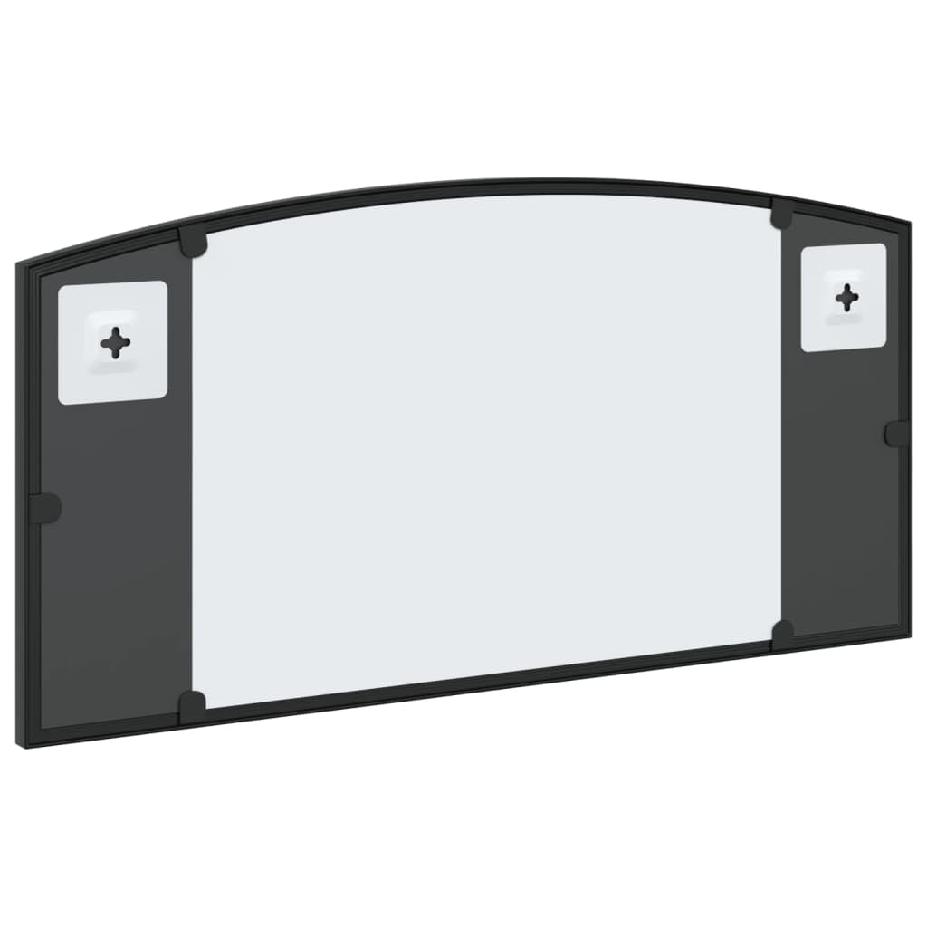 Miroir Mural Noir en Fer 60x30 cm avec Cadre Enduit de Poudre Design Arche pour décoration Maison Salon Chambre Salle de Bain Couloir reflet Clair et luminosité