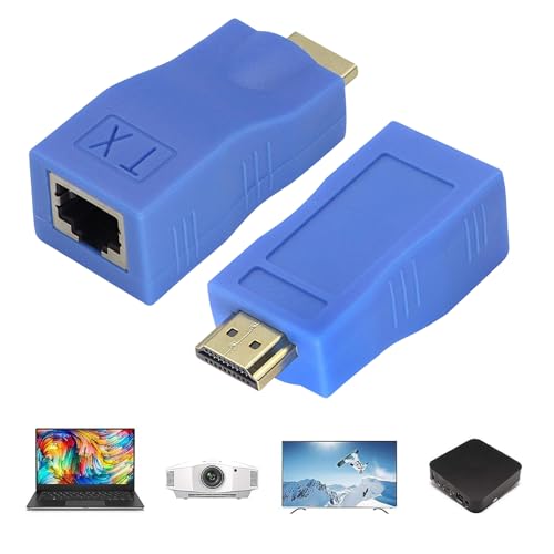 Transmisor de Video de Audio - Estación de televisión HD, Adaptador CAT6 RJ45 | Transmisión de señal inalámbrica de 30m, Extensor hdmipara Laptop de PC, Ideal para hogar, lecciones en el Aula, Sala d