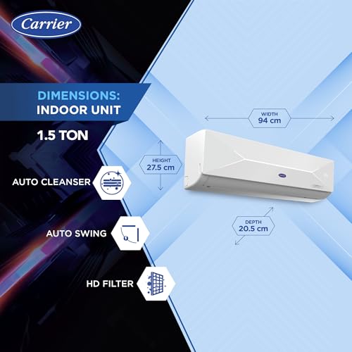 Image of Carrier 1.5 Ton 5 Star X- Line LED Flexicool Inverter Split AC (Copper, Convertible 6-in-1,Dual Filtration with HD & PM 2.5 Filter, Smart Wifi, XCEL LUMO EXI, CAI18CL5R34W0,White)