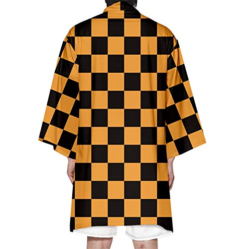 Image of Seidarise Men's Haori, Long Kimono Cardigan Jacket Japanese Style Flying Crane Seven Sleeves Open Front Coat
