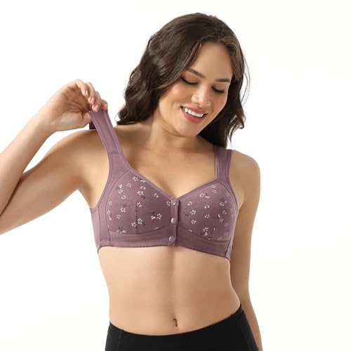 Image of Daisy Bras for Women, Front Snap Closure Padded Bra for Older Senior Women, No Underwire Comfortable Bra