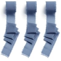 AOKSUNOVA Ruban En Mousseline De Soie Bleu 3,8 Cm - Large Ruban En Tissu Pour Mariage