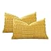 OTOSTAR Pack of 2 Soft Corduroy Decorative Throw Pillow Covers 16 x 24 Inch Boho Striped Pillow Covers Lumbar Cushion Case Couch Pillowcases for Sofa Bed Home Decor (Mustard Yellow)