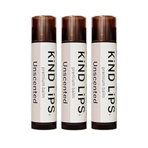 Kind Lips Lip Balm – Nourishing & Moisturizing Lip Care for Dry Lips Made from Shea Butter, Beeswax with Vitamin E |Unscented| 0.15 Ounce (Pack of 3)