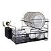 Clastyle Escurridor de Platos de 2 Niveles Negro Compacto Escurreplatos de Cocina con Bandeja de Goteo Extraíble Soportes para Platos Encimera con Caja de Cubiertos