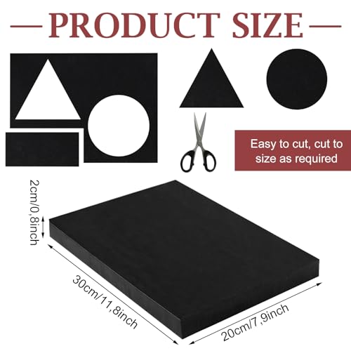 CYEER 8 Stück Moosgummi Selbstklebend 2cm – Extra Dicke EVA Schaumstoffmatte Schwarz (30x20cm) – Vibrationsdämpfer & Schallschutz für Möbel, Lautsprecher & Werkzeugkasten – DIY Polsterplatten