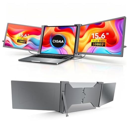 CIGAA Laptop Screen Extender,15.6" FHD 1080P Triple Portable Monitor for 15.6"-17.3" Laptops, Monitor Extender Compatible with MacOS,Windows, Android, Plug & Play