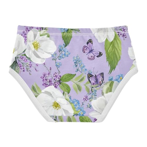 Girls Underwear Toddlers 2t Cotton Panties Little Girl Cartoon Kids Briefs Undies Watercolor White Purple Flowers2