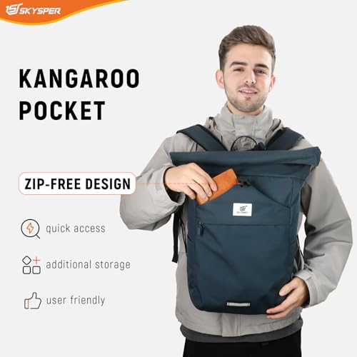 SKYSPER Roll Top backpack 15.6" Laptop Travel Backpack Waterproof Nylon Rolltop Backpack for Cycling Business Travel Commuter Work - Image 2
