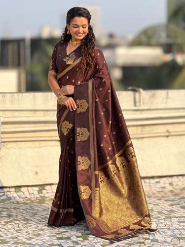 Image of SGF11 Women's Kanjivaram Pure Soft Silk Saree With Unstitched Blouse Piece