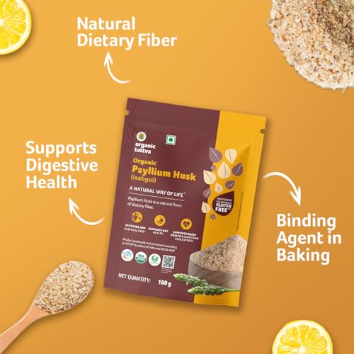 Image of Organic Tattva Psyllium Husk (Isabgol) 200 Gram | Excellent Source of Natural Dietary Fiber | Helps Relieve Constipation, Digestive Stress | Boost Digestion and Effective in Weight Loss