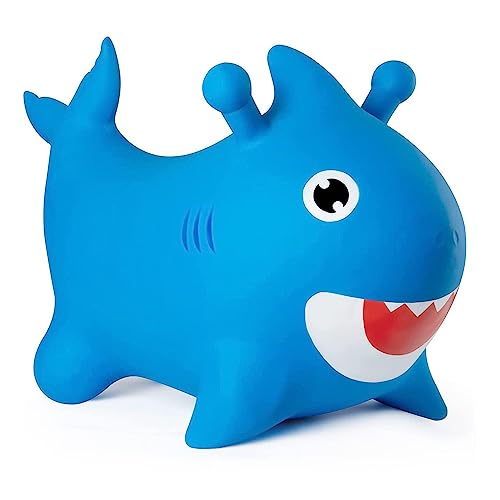 Blue Shark Bounce & Ride-on Inflatable Hopper Toddler Toy with Pump