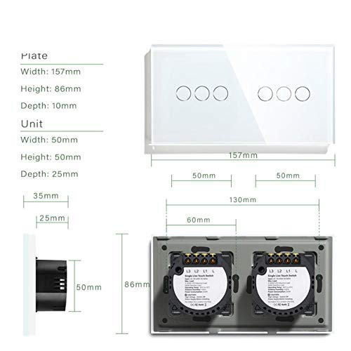 NGHSDO Interruttore Luce 6 Gang di Lusso Parete a