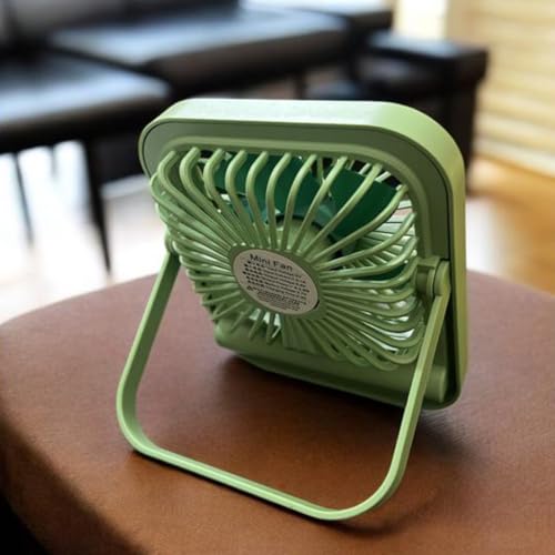 Image of Litehom Small Desk Fan, 2000mAh Rechargeable Fan Battery Powered, 180Foldable Portable Fan, 3 Speeds Adjustable USB Fan Silent Powerful for Home Office Travel Outdoor (GREEN)