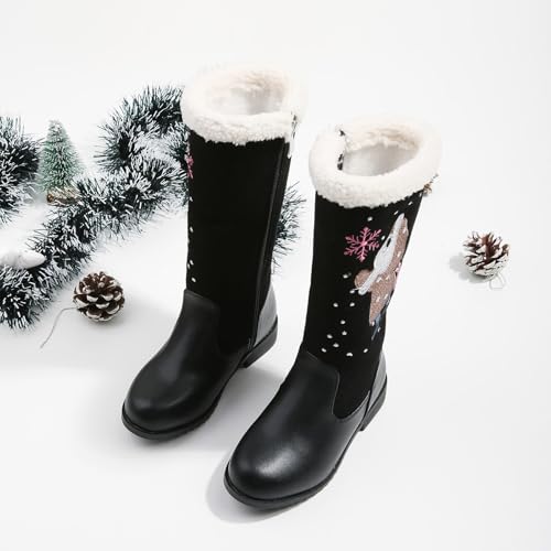 Princess Dress Up Boots for Girls Girls Mid Calf Round Toe Riding Boots with Zipper Comfortable Non Slip Booties2