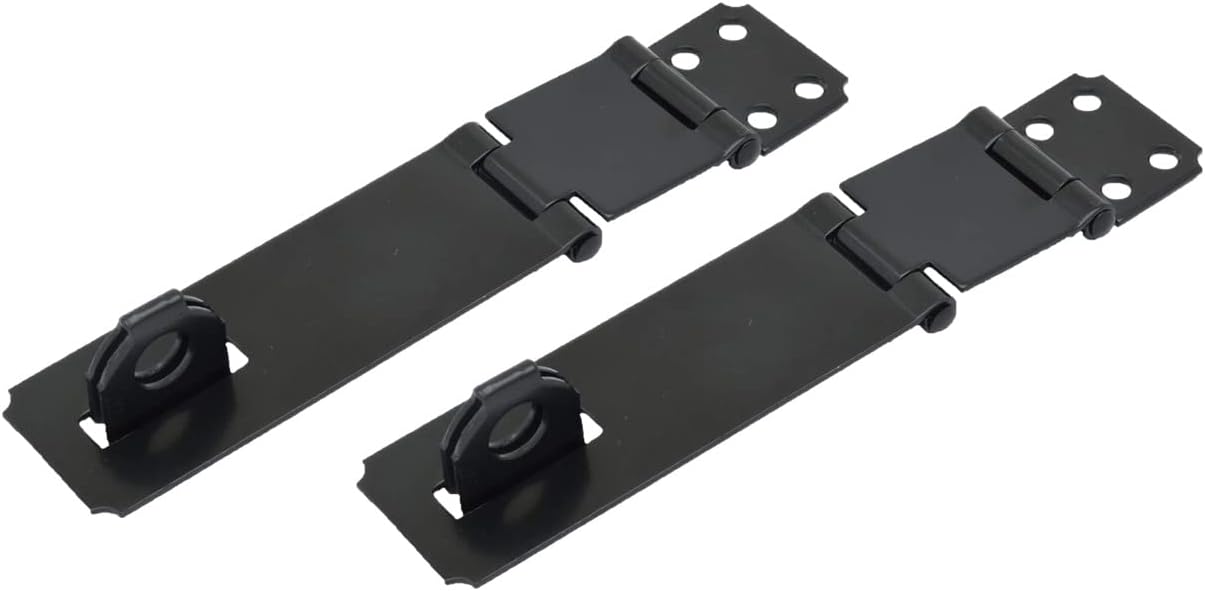 QCAA Double Hinge HASP and Fixed Staple, 4-1/2", Steel, Black, 2 Pack, Made in Taiwan