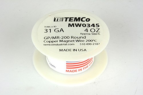 Image of TEMCo 31 AWG Copper Magnet Wire - 4 oz 988 ft 200C Magnetic Coil Winding