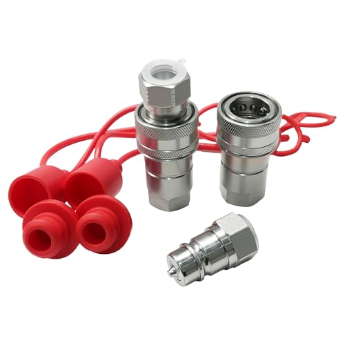 Image of 1 /2 inch Ag ISO 5675 Hydraulic Quick Connect Couplers with Poppet Valve,1 /2 inch NPT Thread,3600 PSI,Fit for Parker 8010-4 and Pioneer 4000 Series-2 Packs