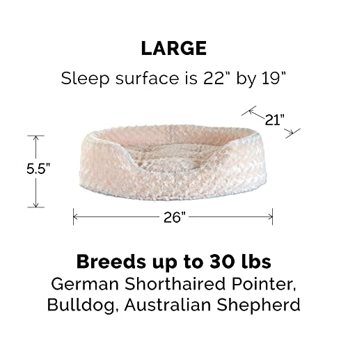 Furhaven Dog Bed For Large/Medium Dogs W/ Removable Washable Cover & Pillow Cushion Insert, For Dogs Up To 30 Lbs - Ultra Plush Faux Fur Oval Lounger - Cream, Large #TOP1