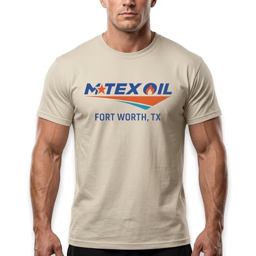 M-Tex Oil Company Landman Patch Café T-Shirt – Oilfield Landman Graphic Tee, Vintage Texas Oil & Gas Shirt, Unisex Sand