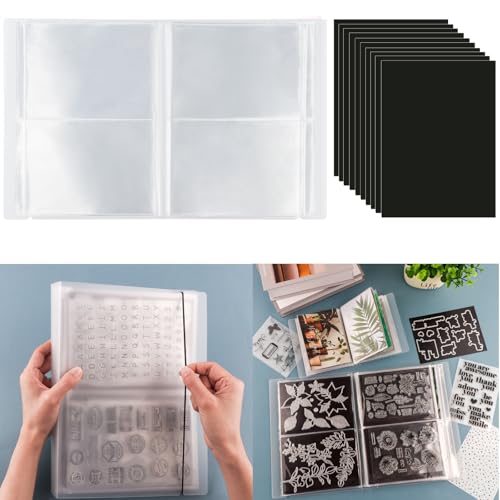 Image of Stamp and Die Storage Bag and Rubber Magnetic Sheets,die Storage Set for Storage Die Cutting DIY Scrapbooking,Large Clear Sticker Photo Storage Album Stamp & Cutting Dies Storage Book Organizer Folder