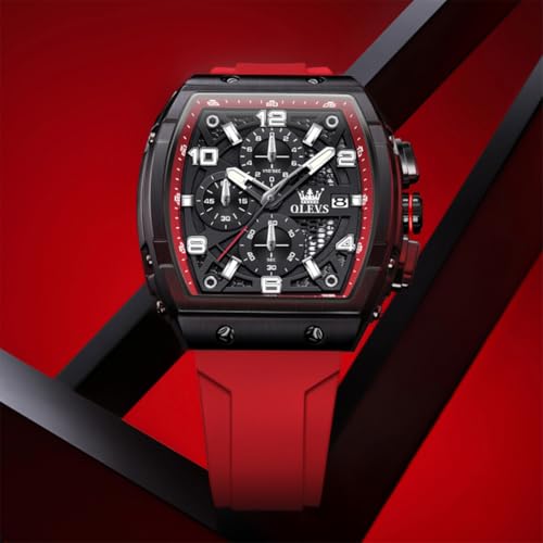 Image of OLEVS Mens Watches Stylish Chronograph Waterproof Luminous Silicon Strap Multifunction Watches for Men Business Men Wrist Watch
