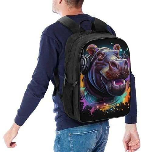 Mochila infantil 3D de hipopótamo peluche guardería con correa 40cm 5